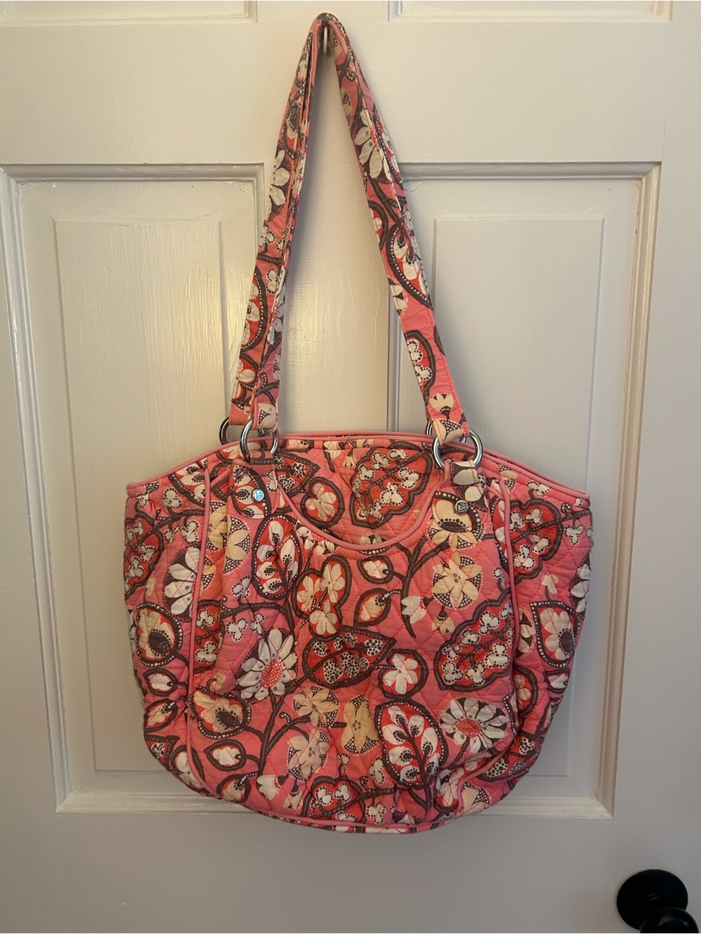 Vera Bradley Quilted Floral Tote in Pink and Cream